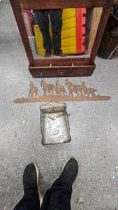 lot 33 image: Mirror and Key Holder, Metal Envelope Holder Dcor, Wild Horse Wall Hanger