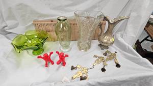 lot 26 image: Vintage Vases, Candy Bowl, Footed Pitcher, and other items