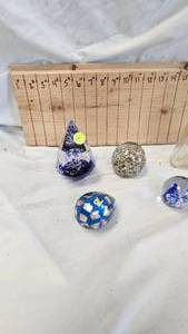 lot 49 image: Paperweight Lot(4) with Vintage Bottle