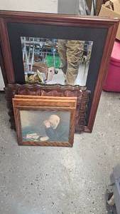 lot 1 image: PictureMirror Lot, Pencil Buffalo  Pencil Moose and Scenic Pictures