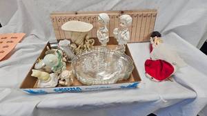 lot 11 image: Vintage Figurines, Toothpick Holder, Relish Dishes and others