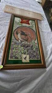 lot 72 image: Miller High Life Bar Mirror-Ruffed Grouse-Larry Toschik