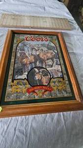 lot 80 image: Coors Nature Series Bar Mirror #2 Big Horn Sheep, 16x21-Susan Shea