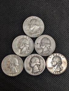 lot 52 image: Washington Quarters (Lot of 6) 90% Silver