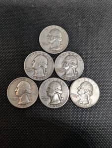 lot 55 image: Washington Quarters (Lot of 6) 90% Silver Various Dates