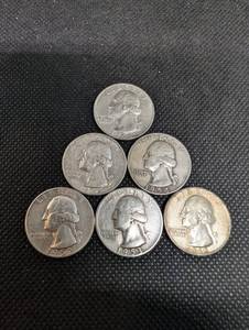 lot 56 image: Washington Quarters (Lot of 6) 90% Silver Various Dates