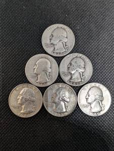 lot 60 image: Washington Quarters (Lot of 6) 90% Silver Various Dates
