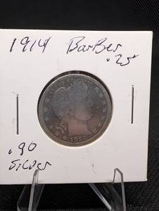 lot 61 image: Barber Quarter 1914 - United States 25c Silver Coin