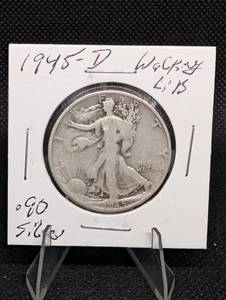 lot 65 image: 1945-D Walking Liberty Half Dollar - Denver Mint, 90% Silver