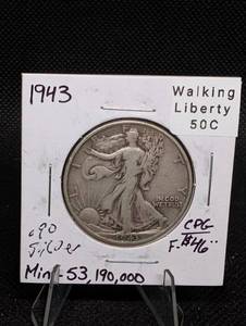 lot 69 image: 1943 Walking Liberty Half Dollar