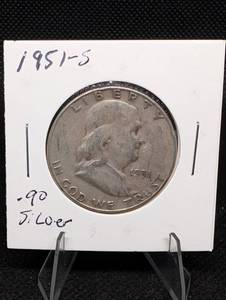 lot 73 image: 1951-S Franklin Half Dollar