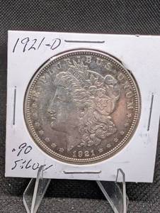 lot 93 image: Morgan Silver Dollar 1921-D - U.S. One Dollar, 90% Silver Coin