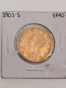 lot A-164 image: Liberty Head $10 Gold Coin - 1901-S San Francisco Mint EF-40