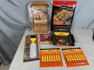 lot 29 image: Assorted BBQ Grilling Accessories, Corn Holders, Basting Bottle, Grilling Trays, Etc