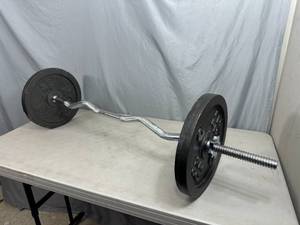 lot 49 image: Iron Weight Plates with Bar