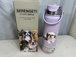 lot 69 image: New Serengeti Vacuum Insulated Stainless Steel Water Bottle - Shih-tzu Dog