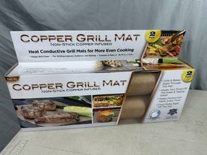 lot 79 image: New 2 Pack Copper Non Stick Grill Mats