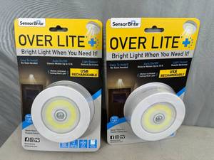 lot 224 image: 2 New Rechargeable Over Lite Motion Activated Wall  Ceiling Lights