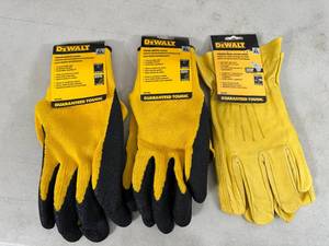 lot 234 image: New Dewalt Leather Gloves and Coated Gripper Work Gloves - Size XL