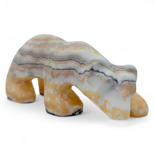 lot 3 image: High Quality Banded Onyx Bear, Handcarved, Mexico - 6 Long