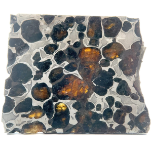 lot 40 image: Large Sericho Pallasite Meteorite Slice - 100.1 Carats (20 Grams) Kenya