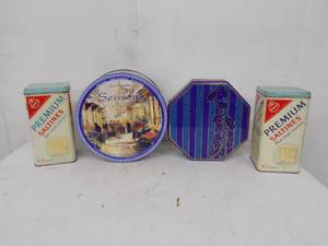 lot 79 image: 4 Vintage Tin Containers