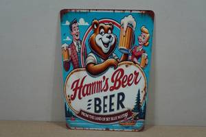 lot 81 image: Vintage Style Metal Sign - Hamms Beer