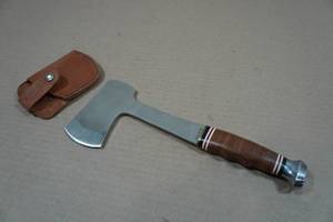 lot 13C image: Ka-Bar 1331 Hatchet with Sheath - Leather Wrapped Handle
