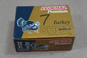 lot 194 image: 7 Federal Premium 12 Gauge 3-12 Magnum Turkey 6 Shot Shotshells