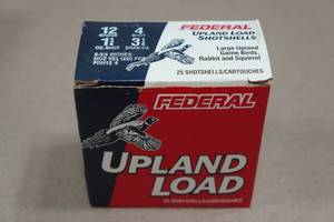 lot 198 image: 25 Federal Upland 12 Gauge 2-34 4 Shot Shotshells