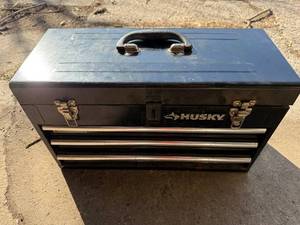 lot 15 image: Husky 4-Drawer Tool Chest with Top Lid - Black Steel Toolbox