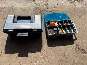 lot 31 image: Plano Tackle Box Set - Assorted Lures & Gear (Lot of 2)