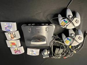 lot 46 image: Nintendo 64 Console Bundle - 2 Controllers, Expansion Pak, Memory Card, 5 Cartridges