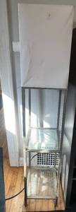 lot 53 image: Industrial Floor Lamp - Glass Shelves, Metal Frame