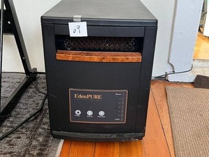lot 69 image: EdenPURE Classic CopperPlus Infrared Space Heater Compact Black Unit with Wood-Tone Front Handle