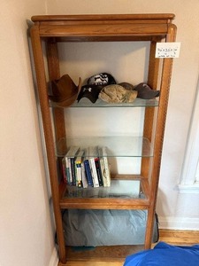 lot 81A image: Wooden Curio Display Cabinet w 3 Glass Shelves - contents not inc