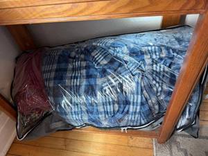lot 88 image: Blue Plaid Fleece Blanket in Gray Storage Bag