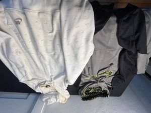 lot 139 image: Nike Therma-FIT Hoodies (Lot of 2) XL - White w Tiny Swoosh & GrayNeon Swoosh