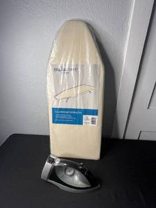 lot 155 image: Standard Ironing Board & Mainstays Countertop Ironing Set - 12in W x 30in L with Hamilton Beach Auto Shut Off Iron