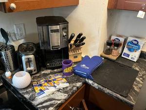 lot 163 image: Cuisinart 12-Cup Programmable Coffee Maker, Black & Decker Toaster, Knife Block & Utensil Holder