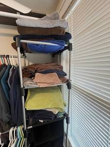 lot 180 image: Bath Towels - Assorted Colors, Multicolor Stack - rack NOT inc