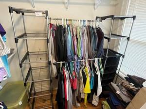 lot 184 image: Closet Rack System - 2-Tower Wire Shelving with Hanging Rods (Rack Only) - clothes sold separately
