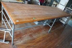 lot 29 image: Wood Butcher Block Top Work Table