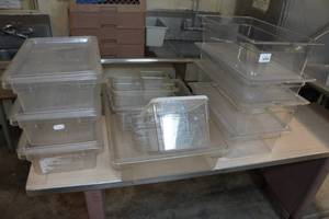 lot 41 image: Assorted Clear Food Storage Bins and Lids