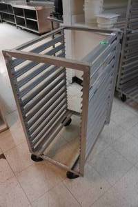 lot 47 image: Industrial Stainless Steel Baking Tray Rolling Rack
