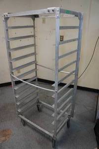 lot 39A image: Industrial Stainless Steel Baking Tray Rolling Rack