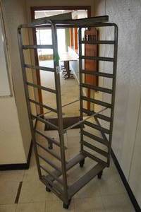 lot 37 image: Industrial Stainless Steel Baking Tray Rolling Rack