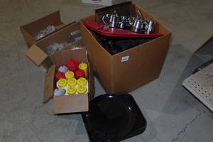 lot 752 image: Serving Trays, Cream and Sugar Dishes, Napkin Holders and Condiment Dispensers