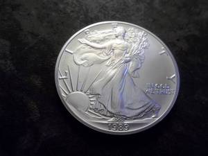lot 41 image: 1989 Silver Eagle 1 Oz Fine Silver From UNC Roll