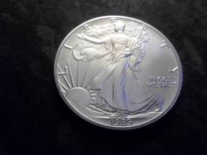lot 44 image: 1989 Silver Eagle 1 Oz Fine Silver From UNC Roll